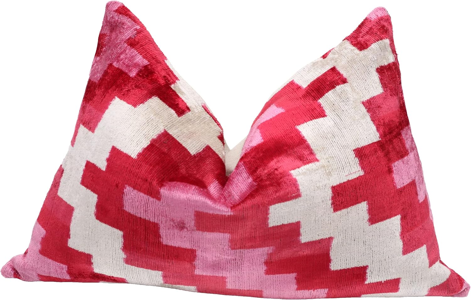Pink Red Geometric Velvet Pillow