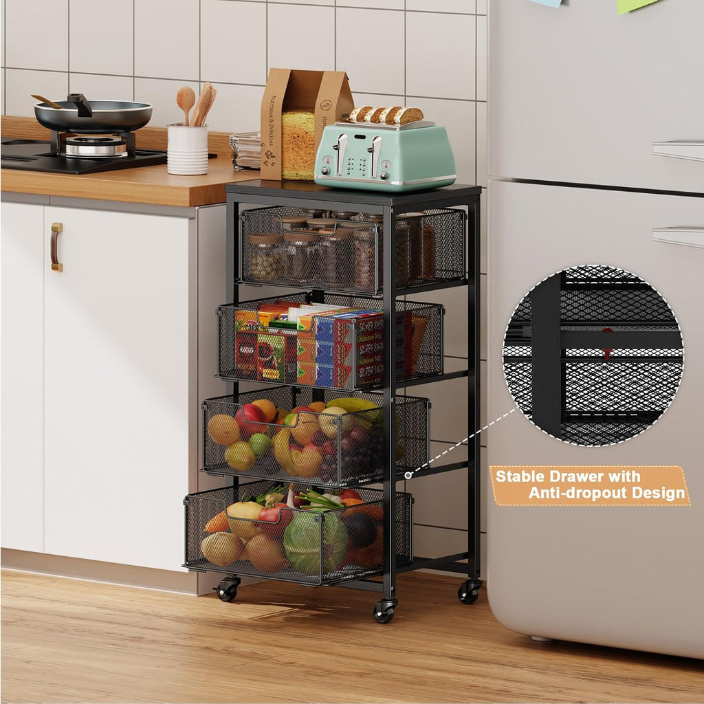 4 Tier Rolling Kitchen Storage Cart