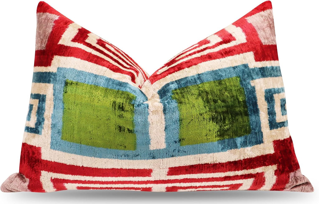 Multi-Color Geometric Velvet Pillow
