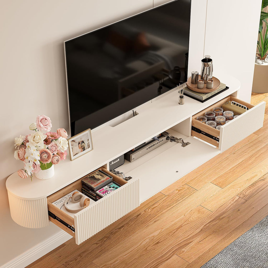 70" Off-White Floating TV Stand