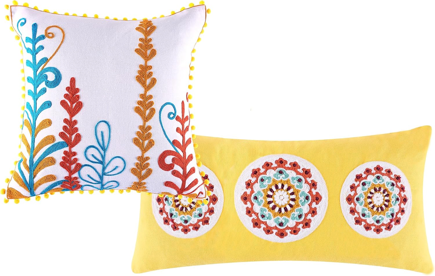 2 Pack Embroidered Decorative Pillows