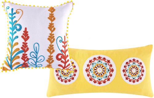 2 Pack Embroidered Decorative Pillows
