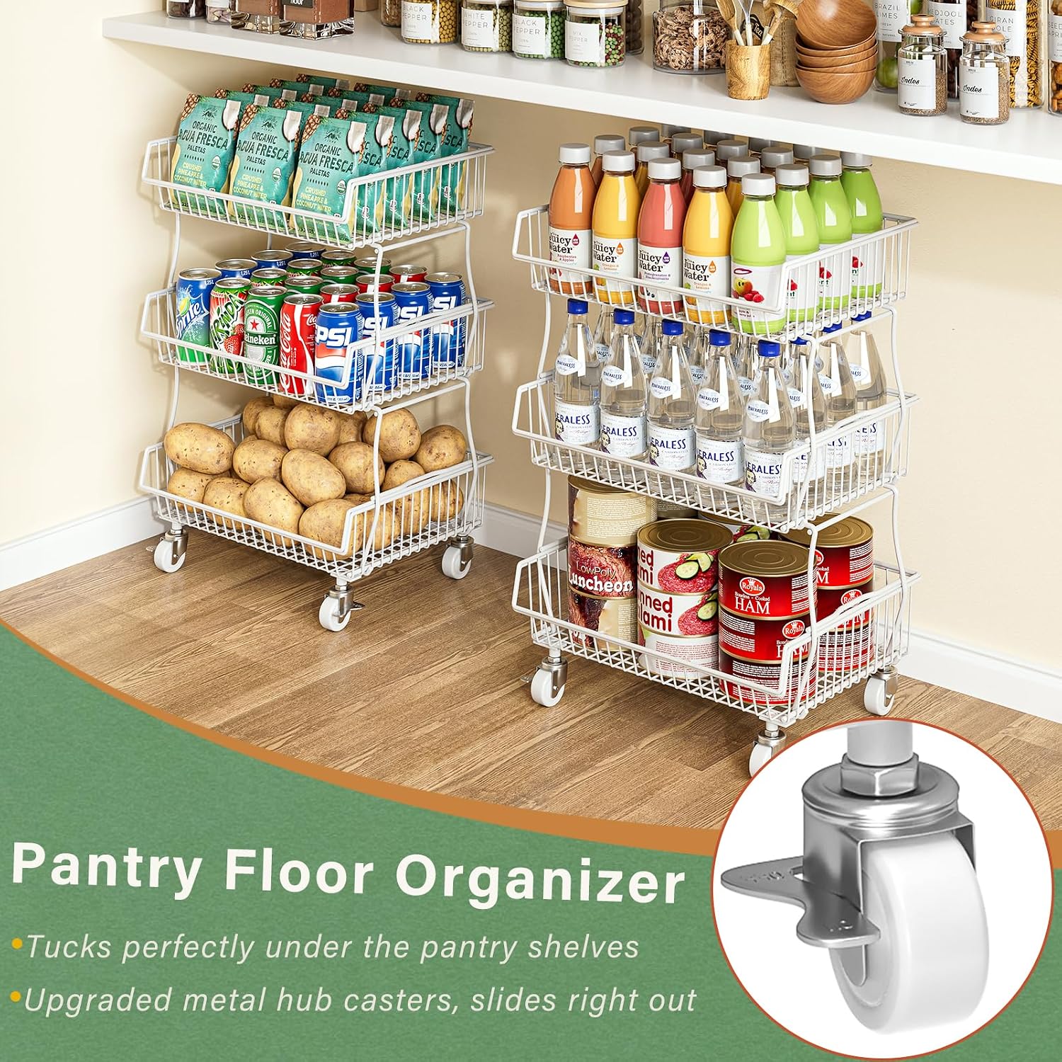 3 Tier Rolling Wire Storage Cart