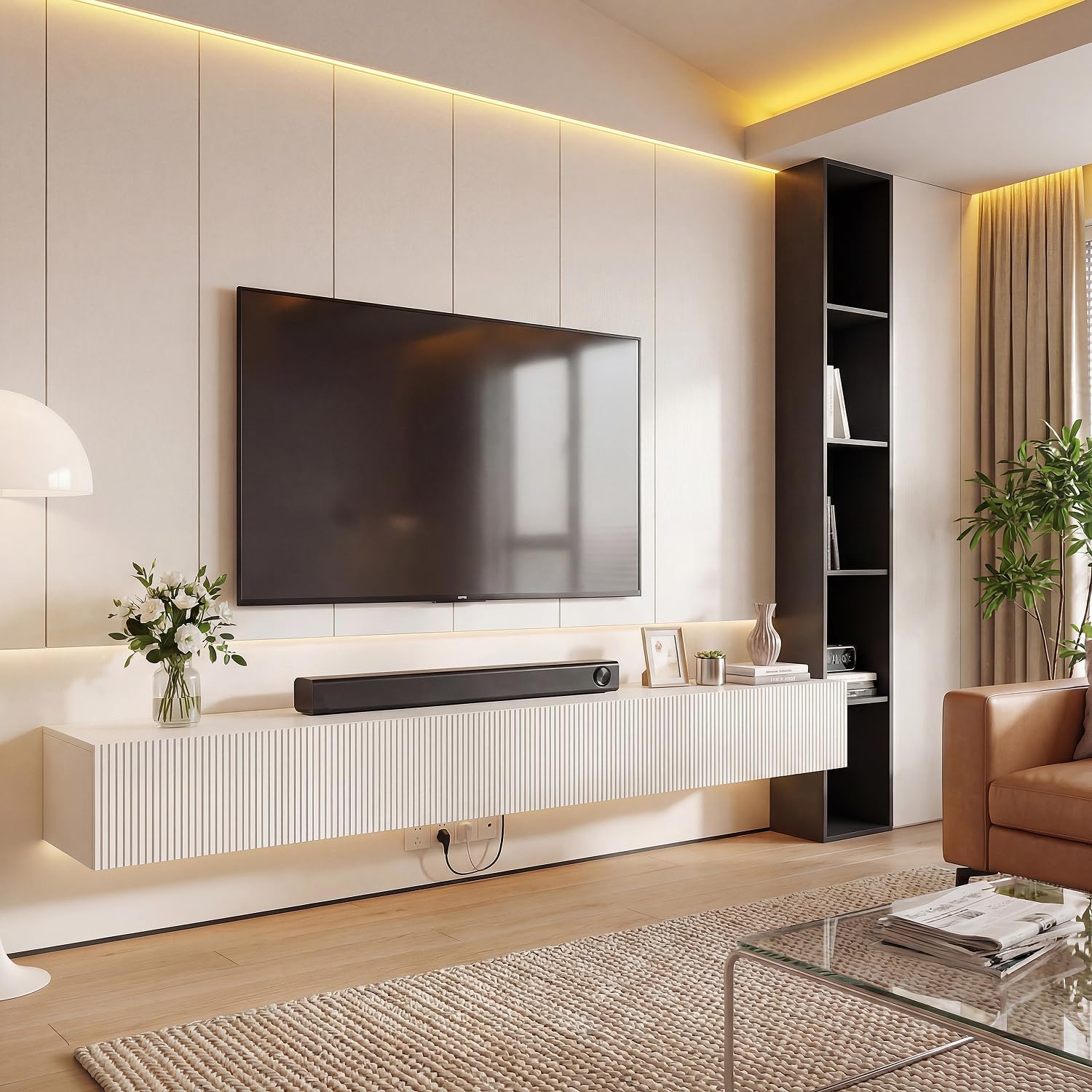 47" Off-White Floating TV Stand