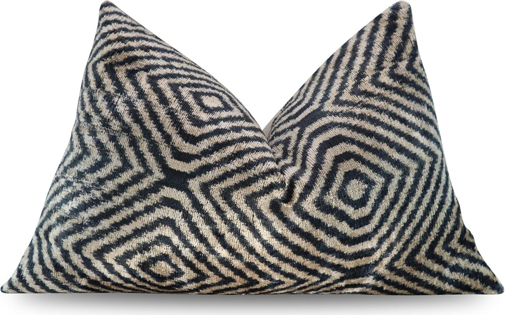 Black Ivory Chevron Velvet Pillow