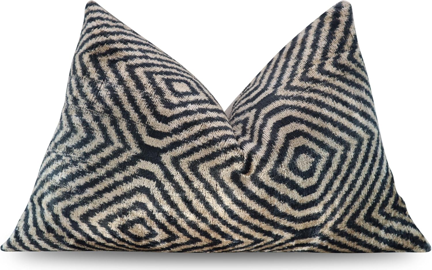 Black Ivory Chevron Velvet Pillow