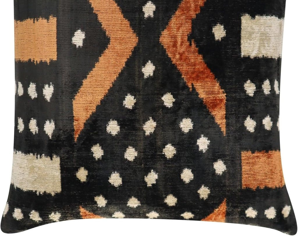 Black Brown Geometric Velvet Pillow
