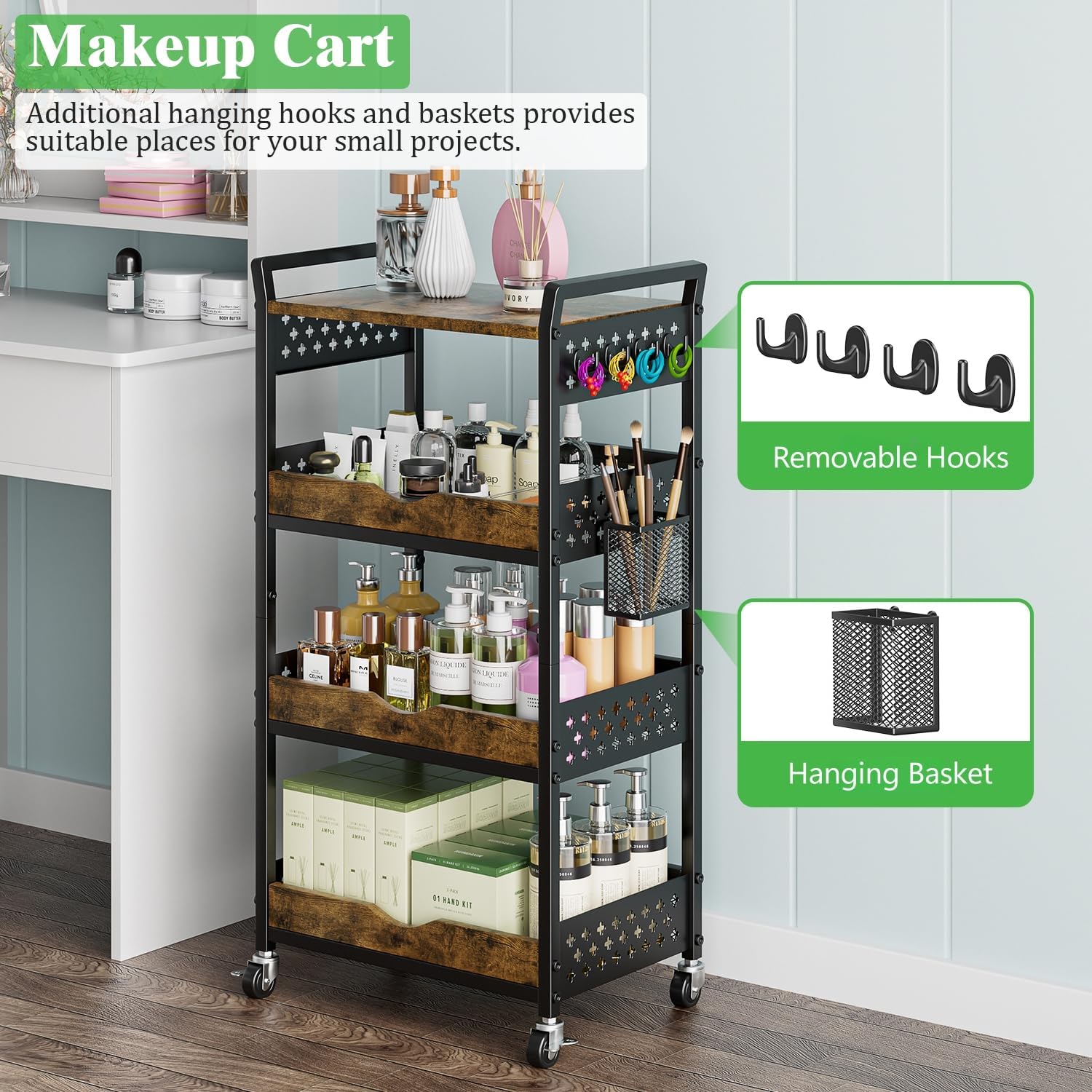 4 Tier Rolling Utility Storage Cart