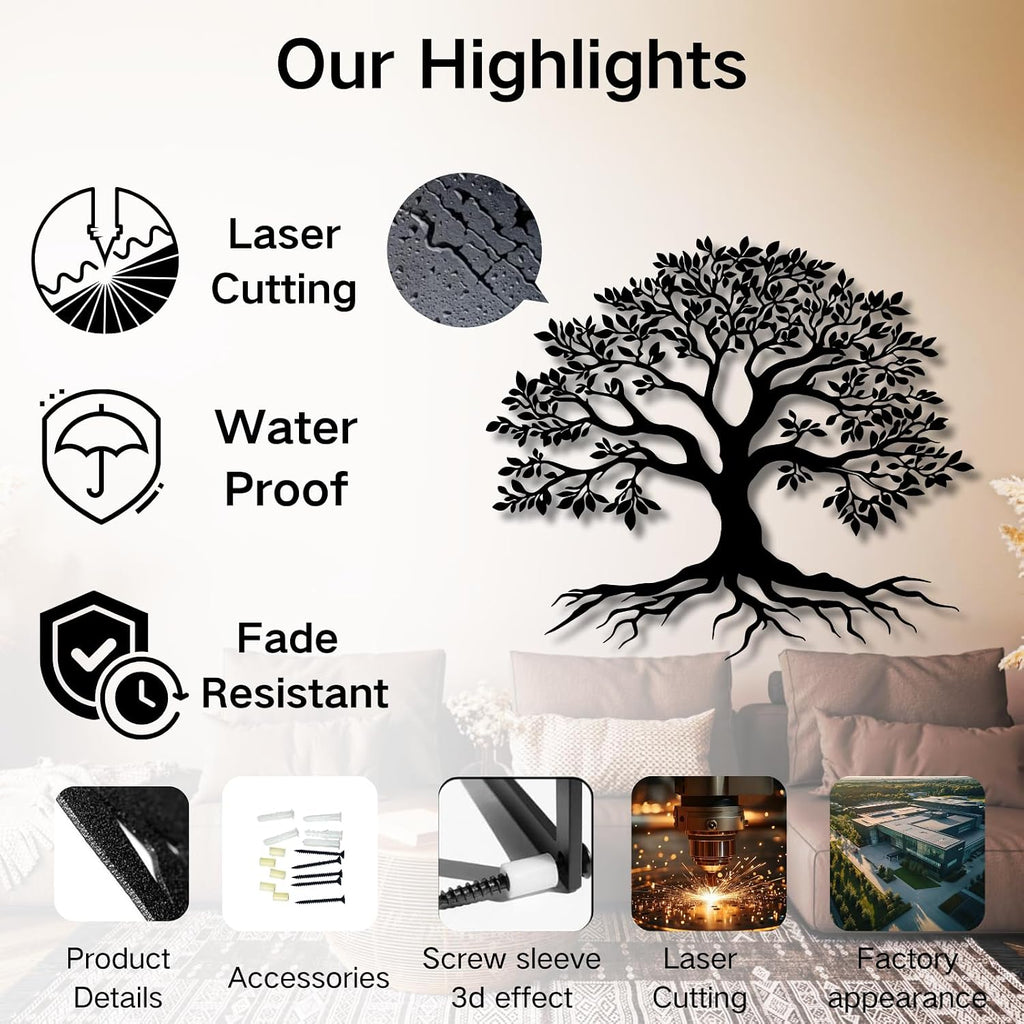 Black Tree of Life Metal Wall Art