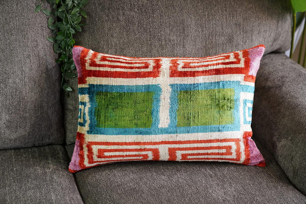 Multi-Color Geometric Velvet Pillow