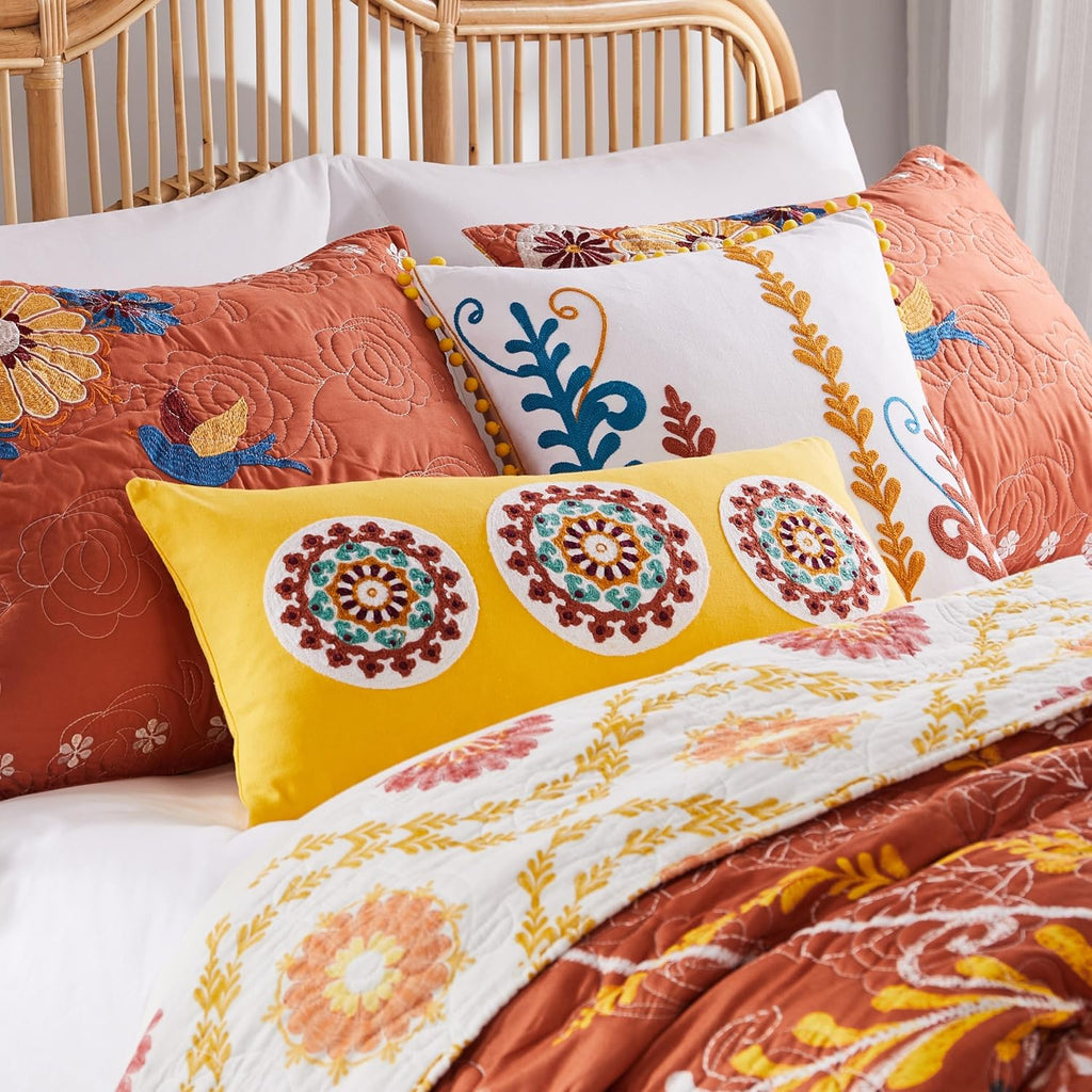 2 Pack Embroidered Decorative Pillows
