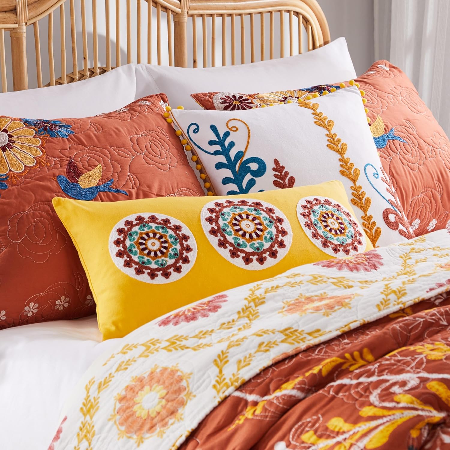 2 Pack Embroidered Decorative Pillows