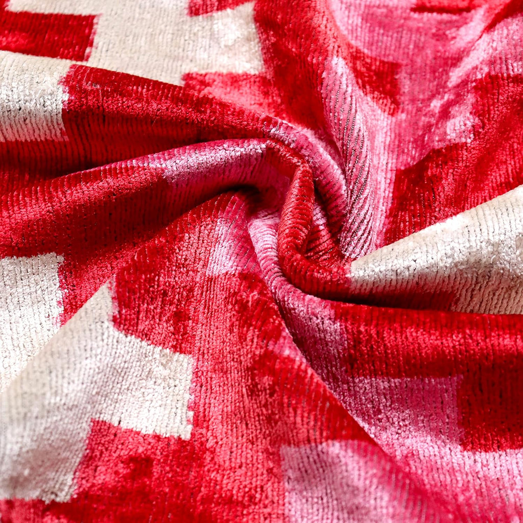Pink Red Geometric Velvet Pillow
