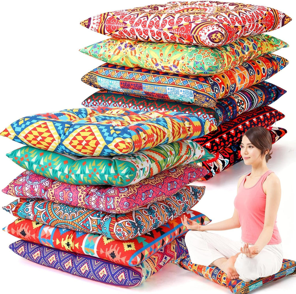 12 Pack Boho Mandala Floor Cushions