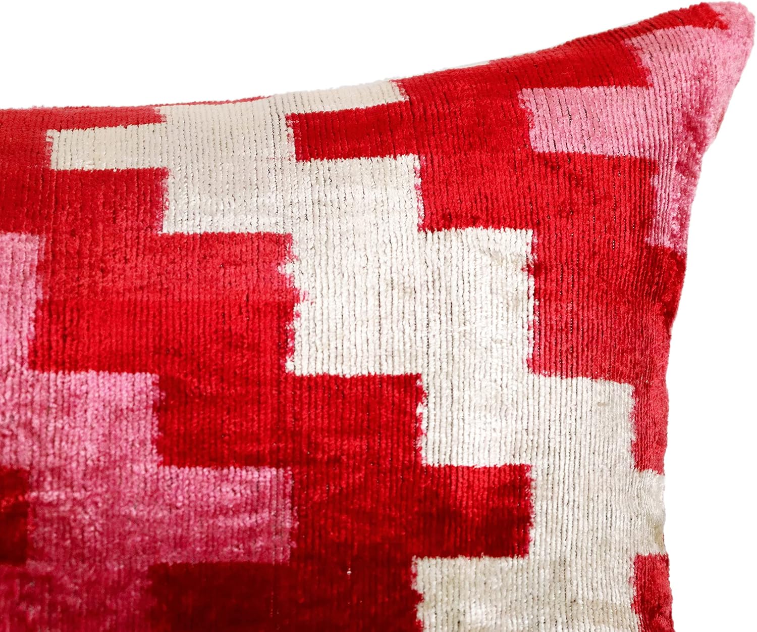 Pink Red Geometric Velvet Pillow