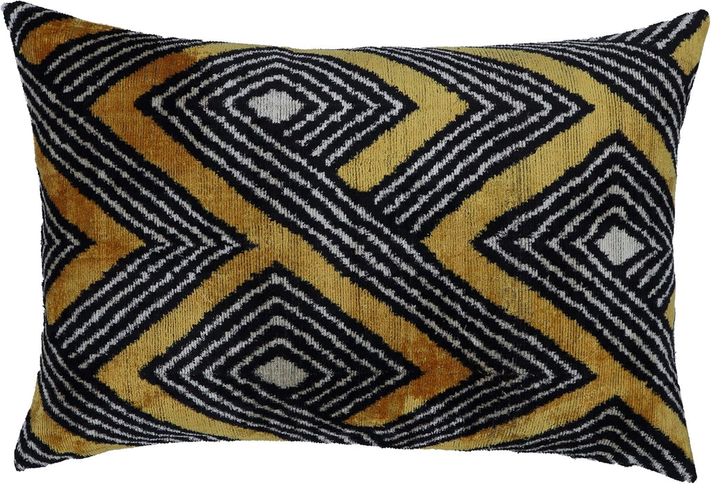 Black Gold Velvet Decorative Pillow