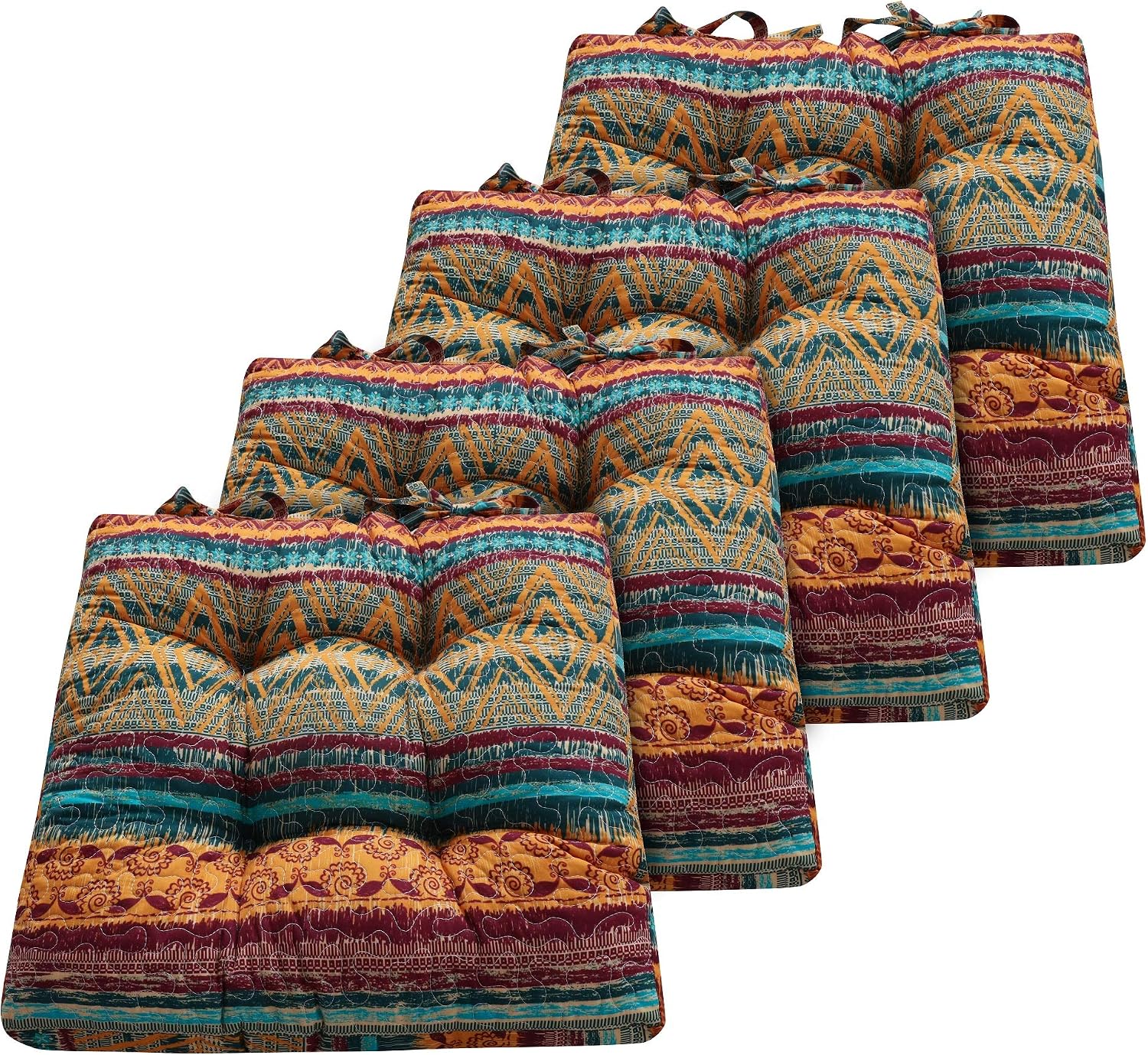 4 Pack Southwest Chair Seat Cushions