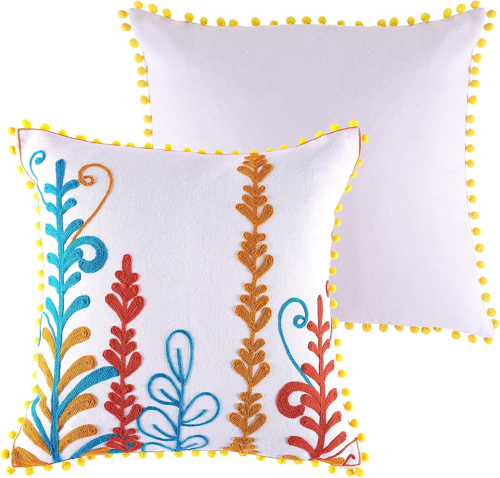 2 Pack Embroidered Decorative Pillows
